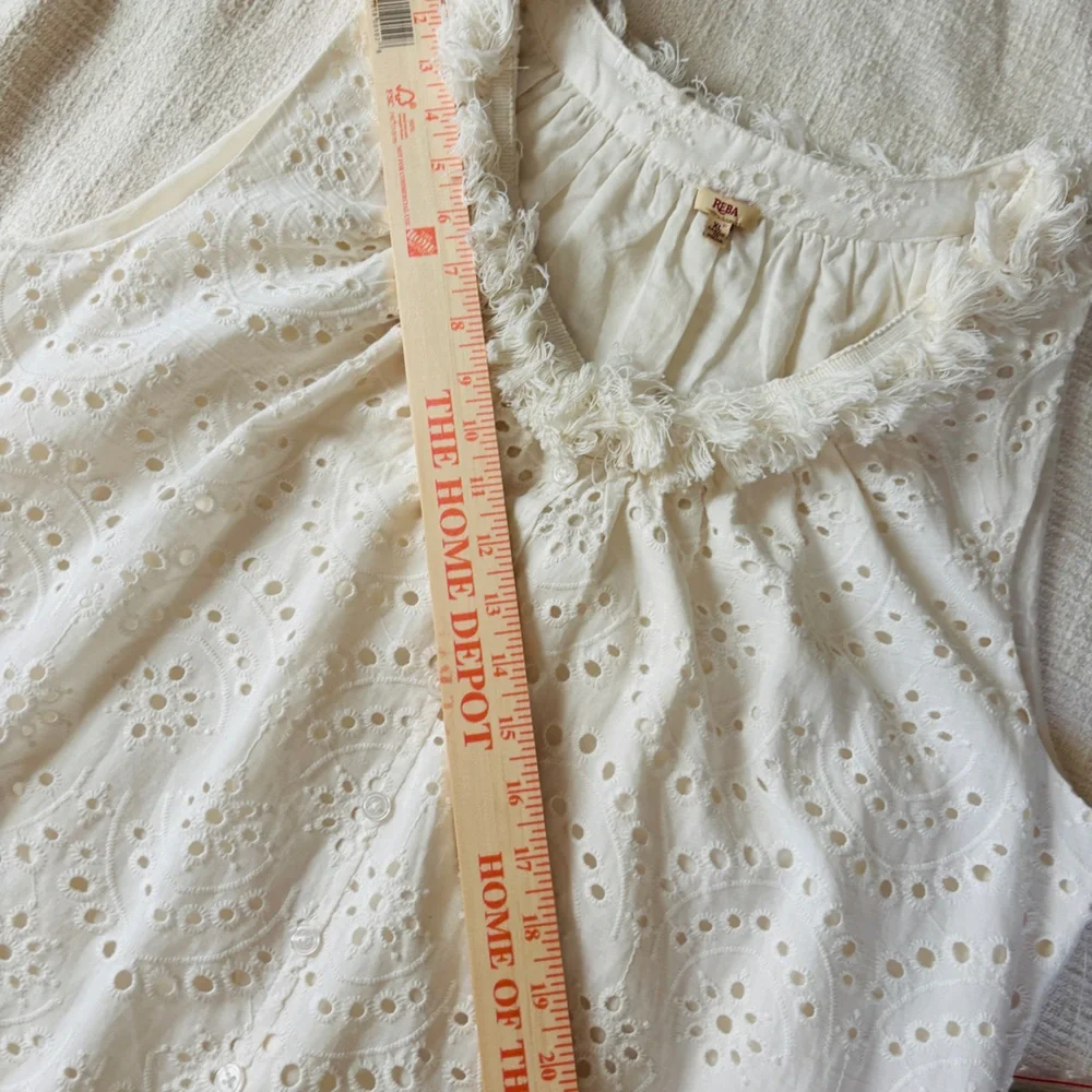 Reba 100% Cotton Ruffled Cream Eyelet Sleeveless Maxi Dress Women’s Large NEW - Picture 10 of 13